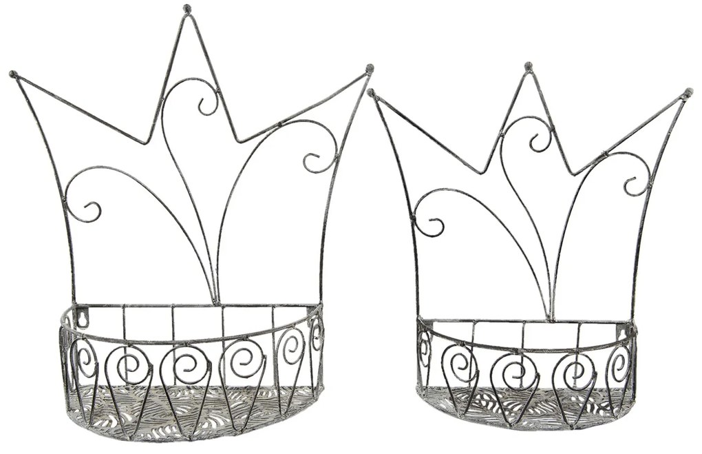 2ks sivá nástenná polička na kvety - 43*18*45 cm / 36*14*38 cm