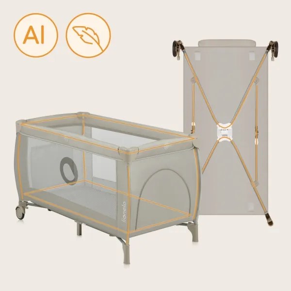 Lionelo - Cestovná postieľka STEFI PLUS Béžová Cappuccino