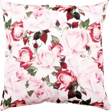 Dekoračný vankúš Ruže 45x45 cm, bielo-ružový%