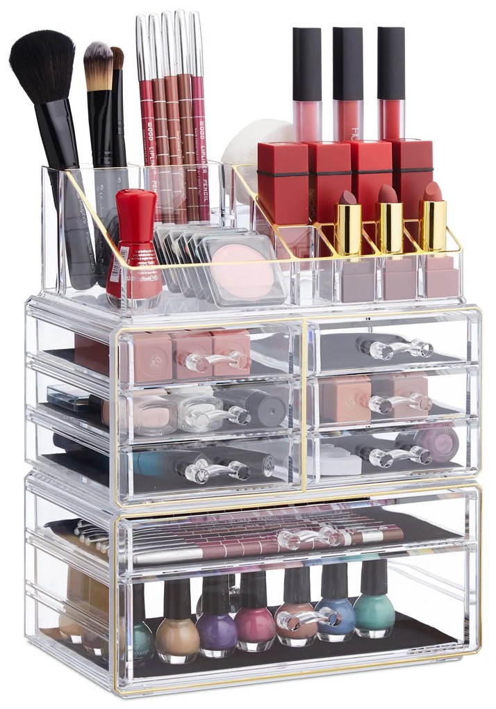 Organizér na make-up RD23135, transparentná zlatá