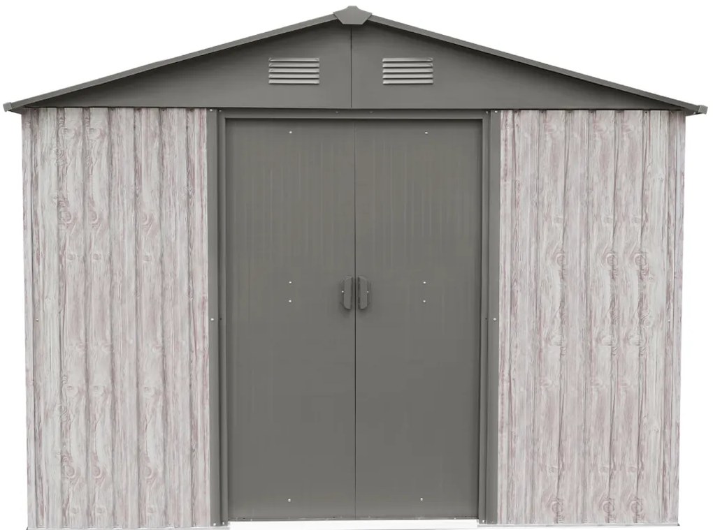 Záhradný domček BestBerg ZDB-7SD / 7,2 m² / 301 x 238 x 214 cm / biele drevo / sivá