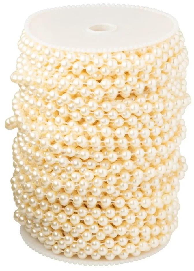 Béžová závesná dekoratívna girlanda z perličiek v rolke - 9*9*12cm - 25 m