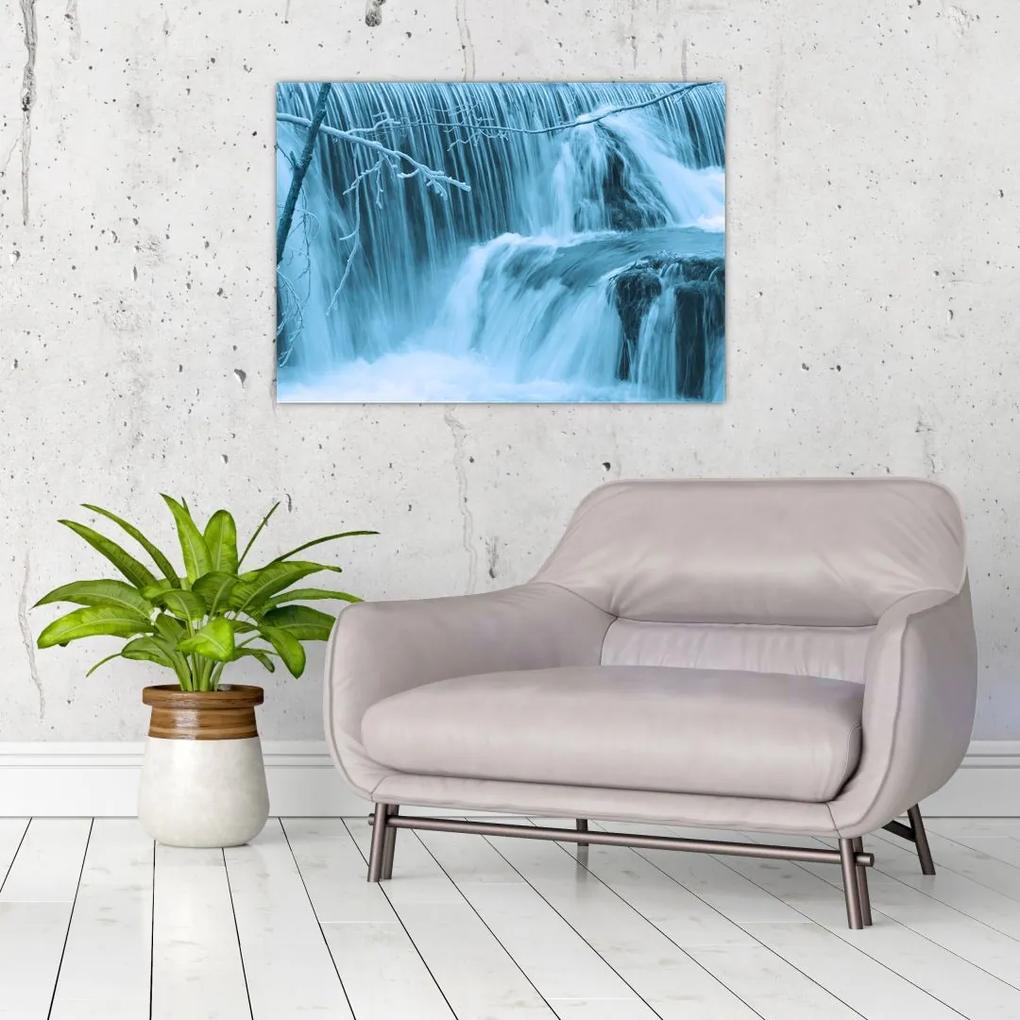 Sklenený obraz - ľadové vodopády (70x50 cm)