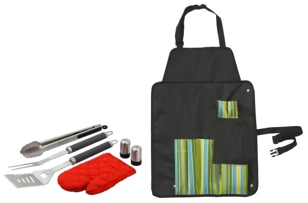 Grilovacie náčinie nerez 7 ks + zástera