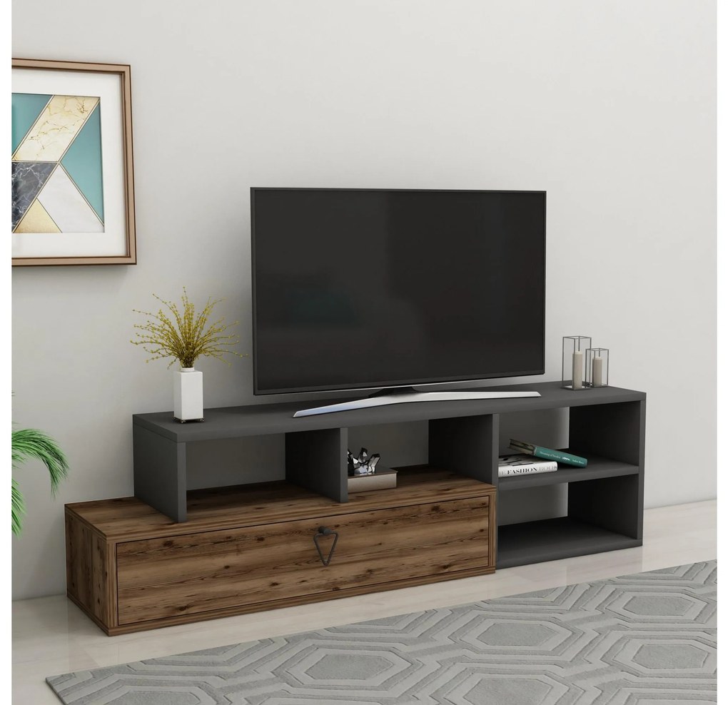 TV stolík/skrinka Nululo (orech svetlý + antracit) . Akcia -20%. Vlastná spoľahlivá doprava až k Vám domov. 1095160