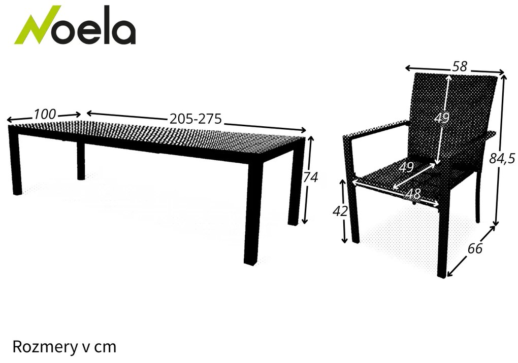 Noela Záhradný jedálenský set Grande Pasto + 8x ratanová stolička Wicker Pat