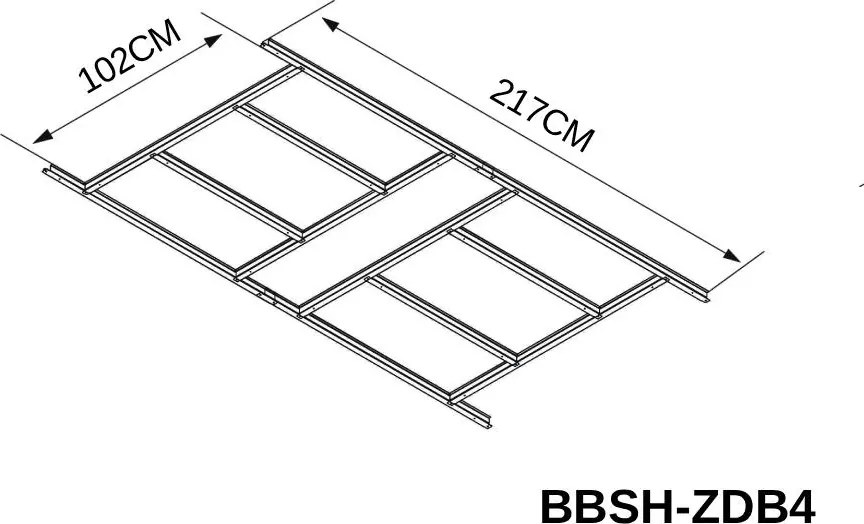 Základňa BBSH-ZDB4 pre záhradný domček BestBerg ZDB-4 / 102 × 217 cm / oceľ / strieborná
