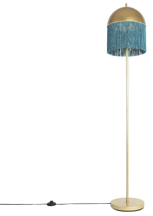 Orientálna stojaca lampa zlatá so zelenými strapcami 30 cm - Fringle