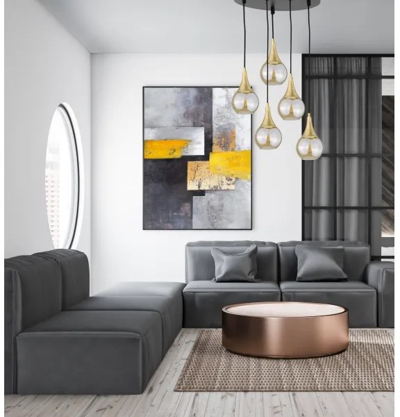 Luster na lanku LACRIMA HONEY 5xE27/60W/230V pr. 45 cm