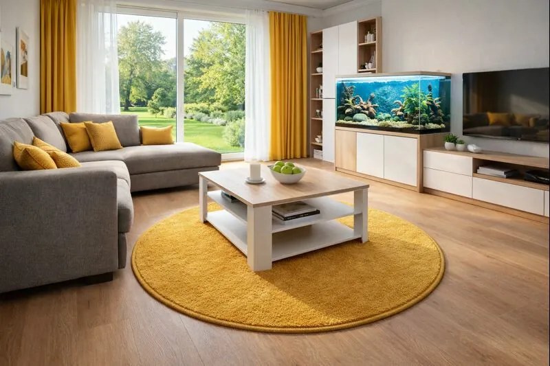 Kusový koberec Eton Exklusive žltý kruh, 160x160 (priemer) kruh, žltá, obývacia izba, Vopi