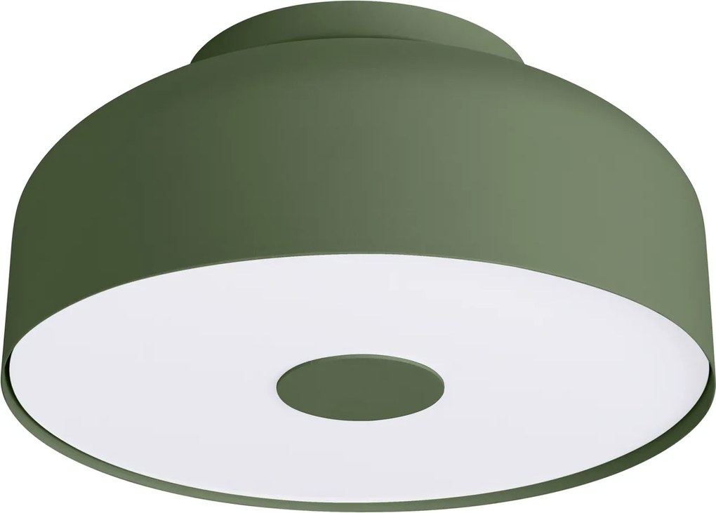 Stropné svietidlo Omiq, 1x olivovo zelené kovové tienidlo, (biely plast), (fi 30 cm)