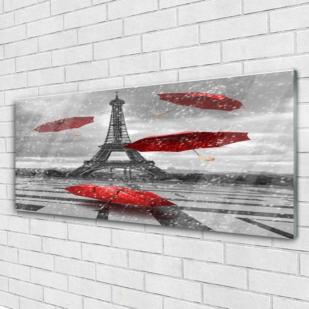 Obraz plexi Eiffelova veža paríž dáždnik 125x50 cm