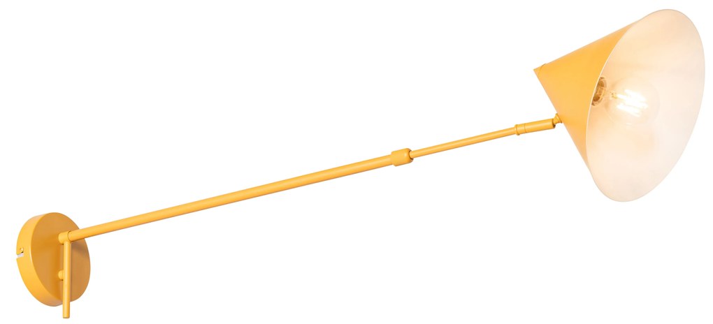 Dizajnová nástenná lampa žltá nastaviteľná - Triangolo