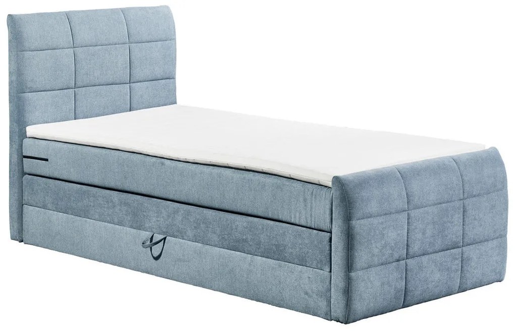 XXXLutz POSTEĽ BOXSPRING, 100/200 cm, textil, kompozitné drevo, modrá MID.YOU - Postele - 002220033502