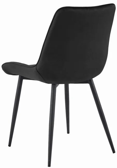Set štyroch jedálenských stoličiek BERA zamatové čierne / čierne nohy (4ks)