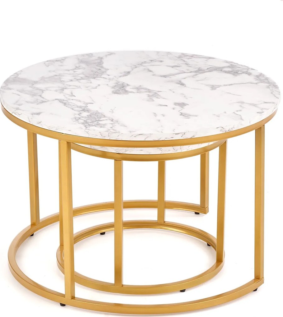 Konferenčný stolík PAULA - mramor/zlatý