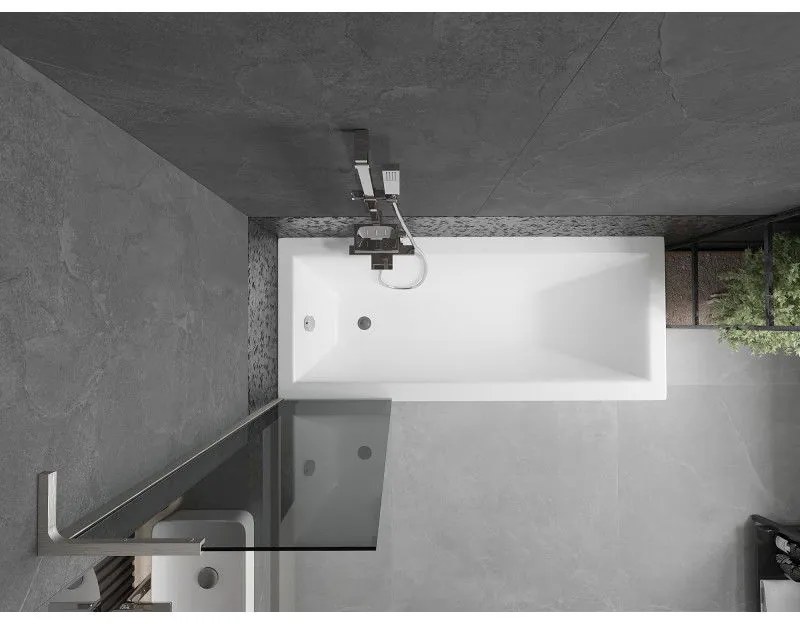 Mexen Next L, 1-krídlová vaňová zástena 50 x 150 cm, 6mm šedé sklo, 6mm číre sklo, profil brúsená oceľ, 895-050-000-03-40-97