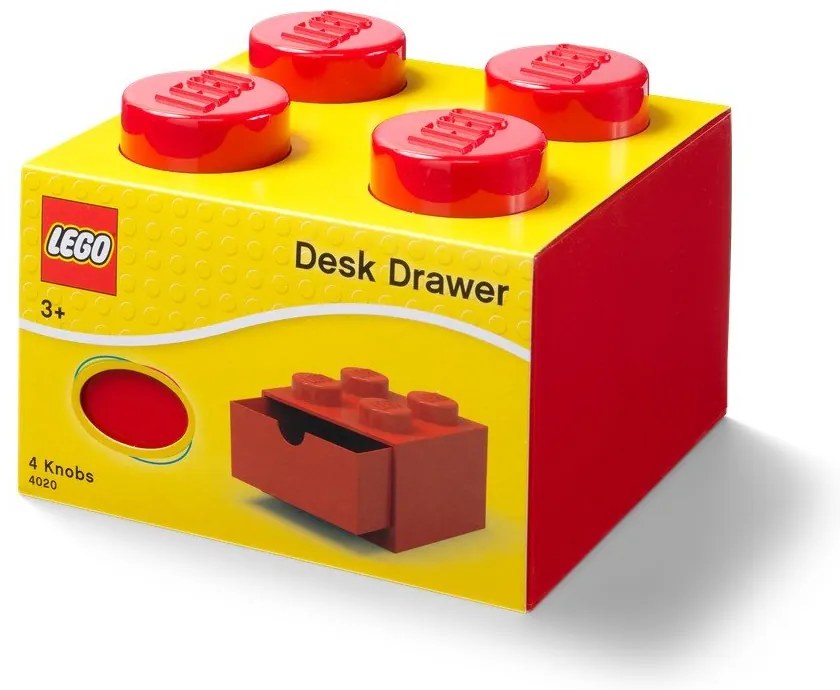 Červený stolový box so zásuvkou LEGO®, 15 x 16 cm