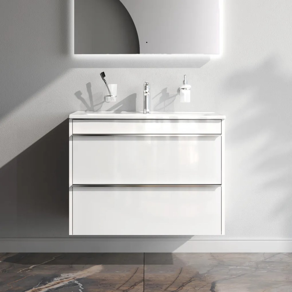 Skrinka s umývadlom 80 AM.PM Hit MTAFHX0802WG závesná, 2 zásuvky, lesklá biela