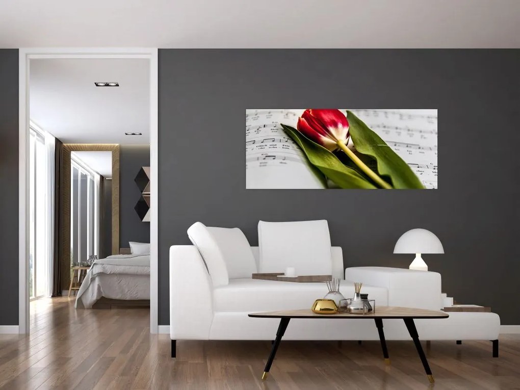 Obraz červeného tulipánu (120x50 cm)