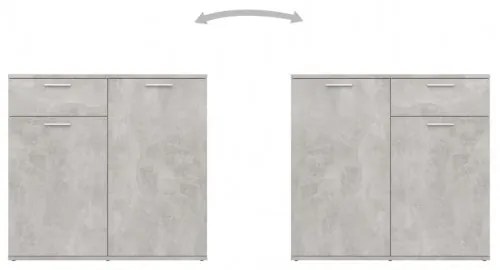 vidaXL Komoda betónová sivá 80x36x75 cm drevotrieska-