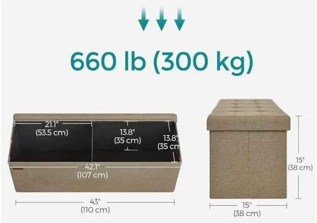 Taburet Soor s úložným priestorom béžový