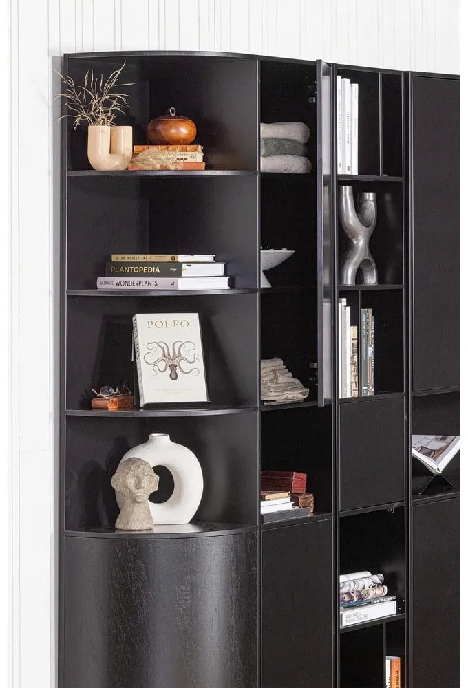 Čierna modulárna knižnica z borovicového dreva 228x210 cm Finca – WOOOD