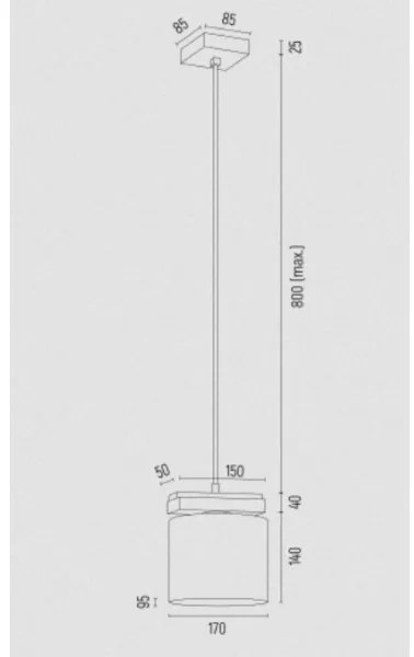 Argon 8276 - Luster na lanku CANOA 1xE27/15W/230V čierna