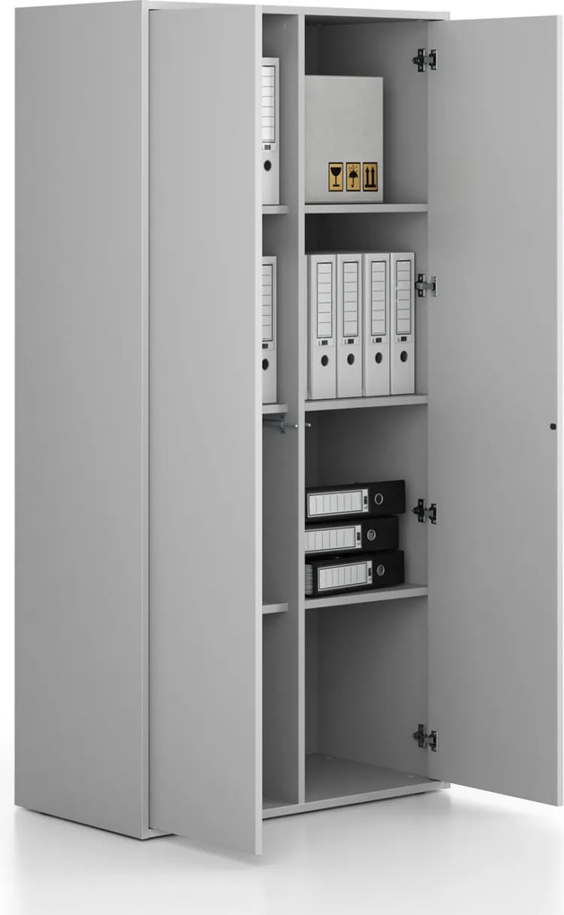 Kancelárska skriňa FRAME, 2x dvere, 872 x 450 x 1735 mm, PUSH-lock, sivá