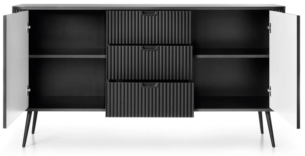 KOMODA BELLISSA ČIERNA + ČIERNE NOŽIČKY 168 cm