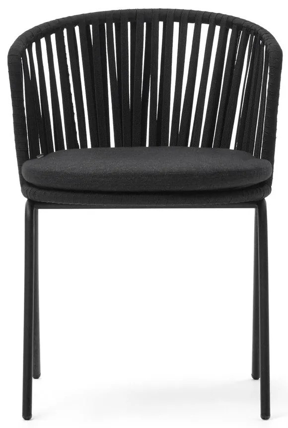 Čierna kovová záhradná stolička Saconca - Kave Home