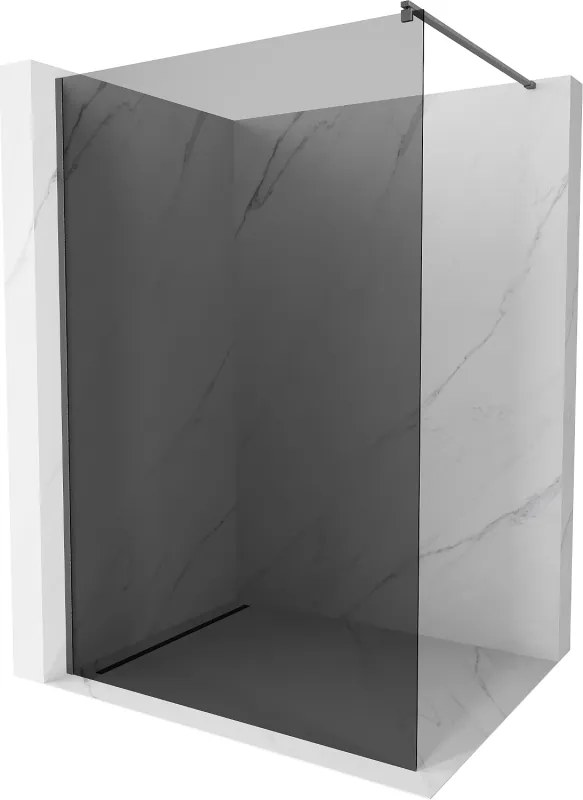 Mexen Kioto, sprchová zástena Walk-In 120 x 200 cm, 8mm šedé sklo, grafitový profil, 800-120-101-66-40