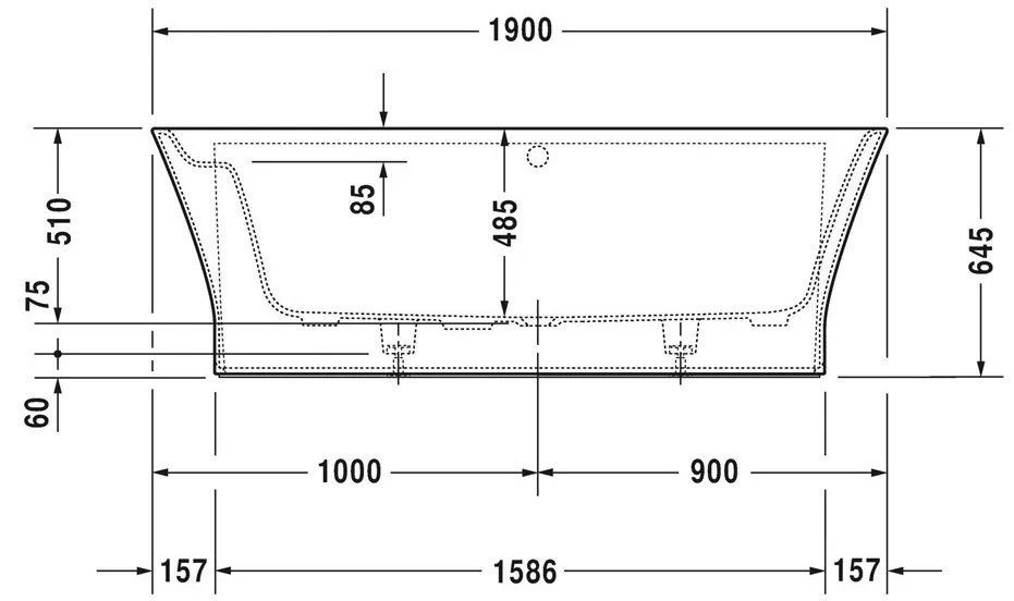 Duravit Cape Cod - Predstenová vaňa 1900x900 cm, biela 700364000000000