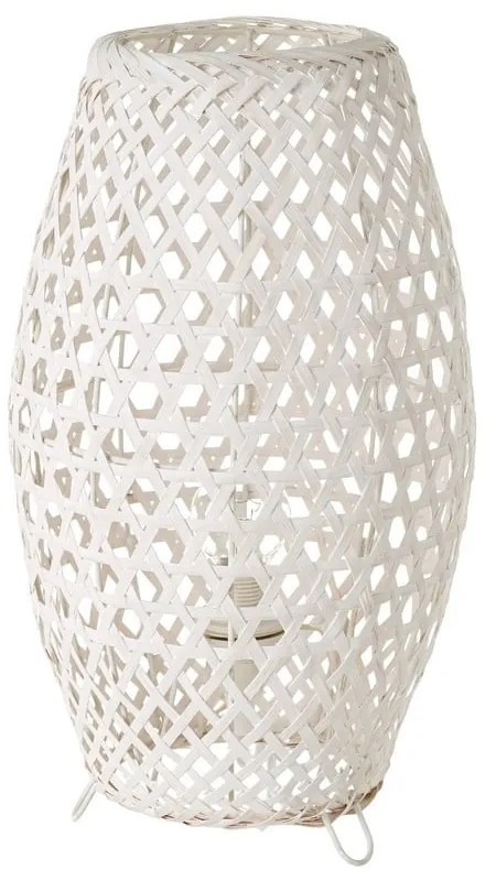 Biela bambusová stolová lampa s bambusovým tienidlom (výška 36 cm) – Casa Selección
