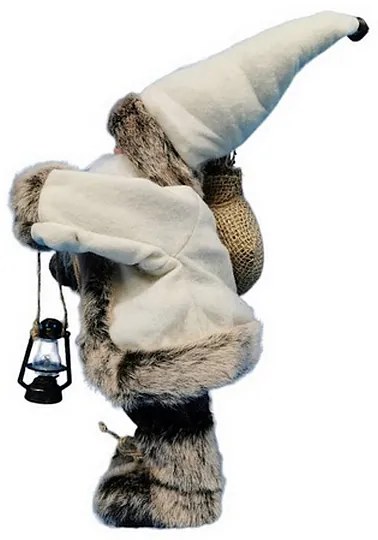 Grugen Spievajúci a tancujúci Santa Claus s lucerničkou, 30 cm, hnedo-biely