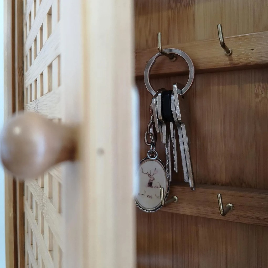 Skříňka na klíče, věšák na klíče, bambus KEYS