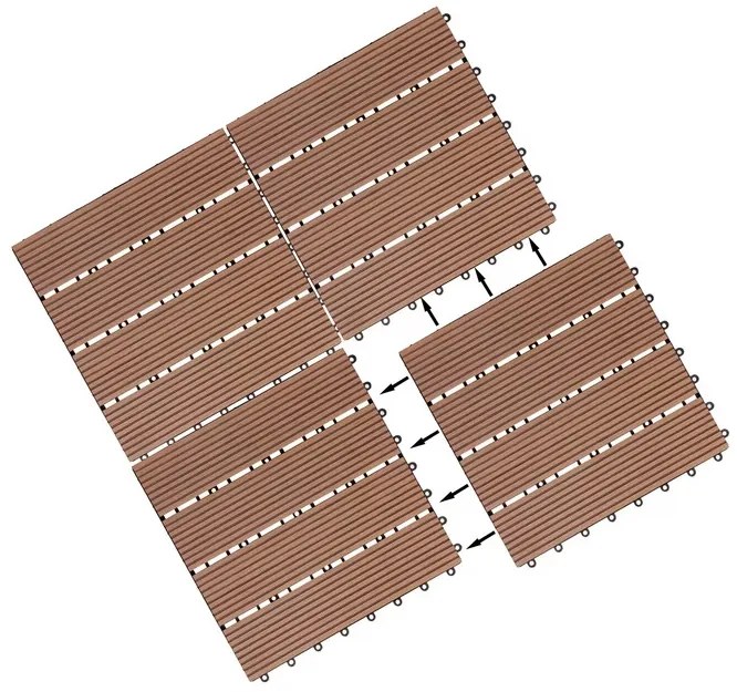 InternetovaZahrada WPC dlaždice - sada 11 ks, 30x30 cm klasická terakota