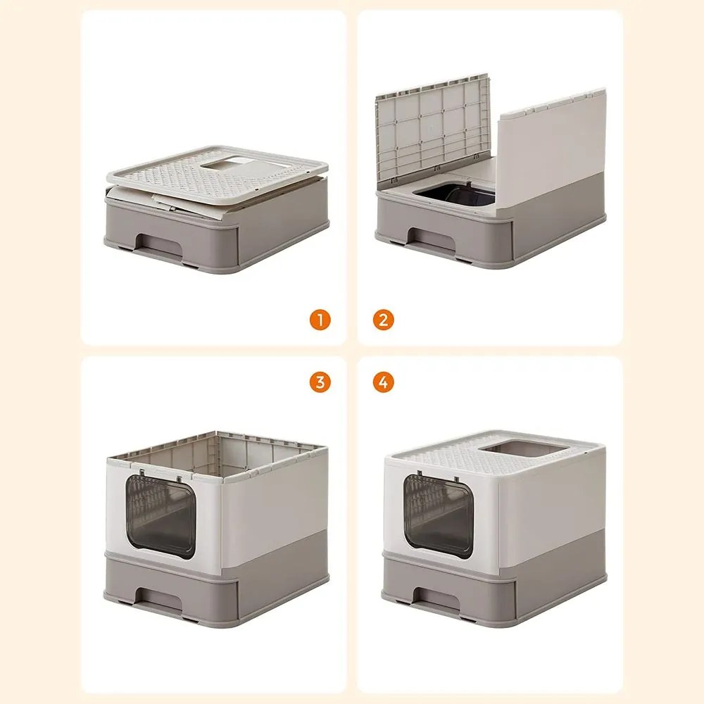 Skladacia toaleta pre mačky s výsuvným zásobníkom Feandrea