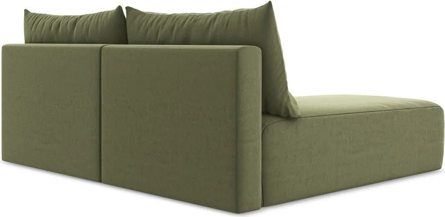 Zelená zamatová rozkladacia/s úložným priestorom rohová pohovka (ľavý roh/s leňoškou) Kalena – Makamii