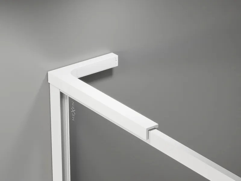 Mexen Kioto-F L, sprchová zástena s rámom 70 x 202 cm, 8 mm číre sklo, biely profil, 800-070-174-20-00