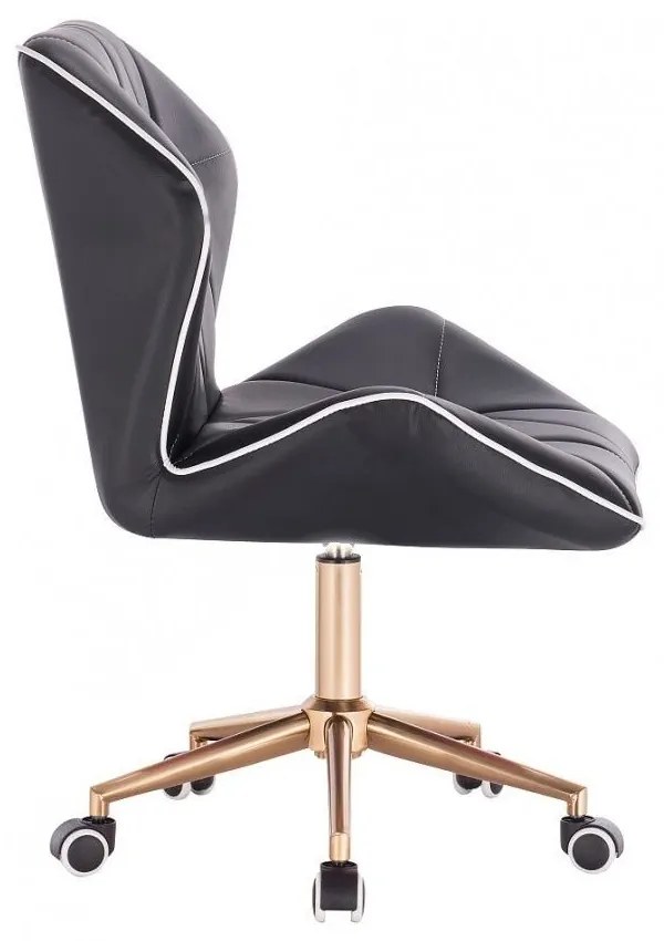 LuxuryForm DESIGN Stolička MILANO MAX na zlatej podstave s kolieskami - čierna