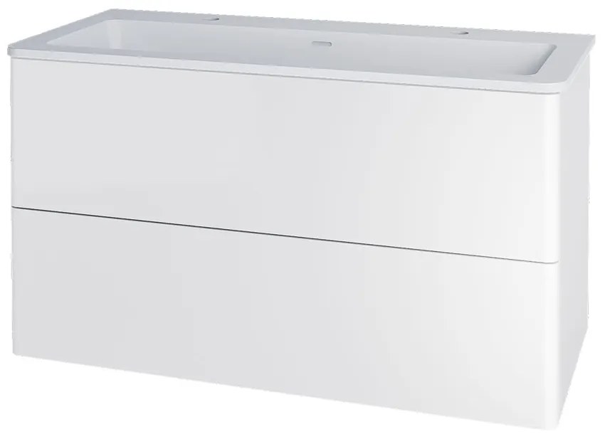 Mereo Mereo, Siena, kúpeľňová skrinka s umývadlom z liateho mramoru 101 cm, pre 2 batérie, MER-CN412M2