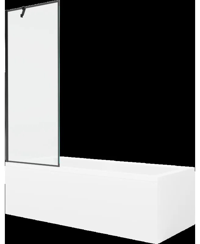 Mexen Cubik obdĺžniková vaňa 150 x 70 cm s obkladom a 1-krídlovou sprchovou zástenou 70 cm, Čierny vzor - 550315070X9507007070