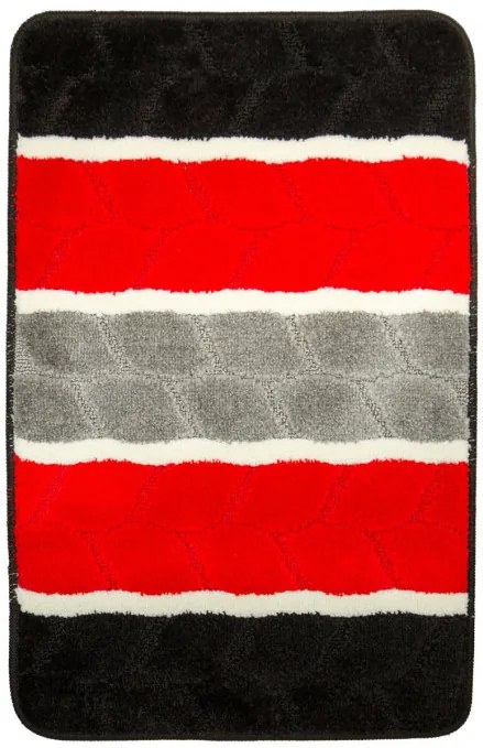 Kúpeľňový koberček FANO pruhy, červený / sivý