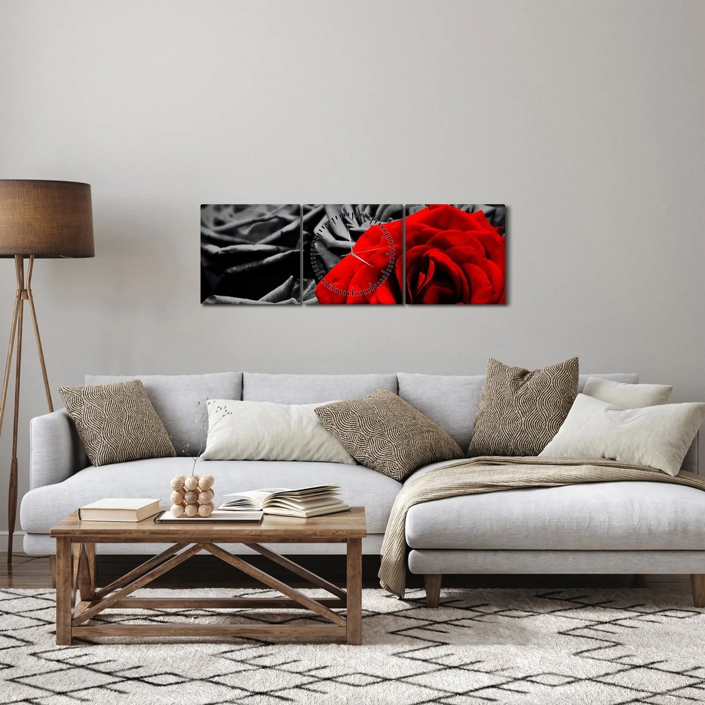 Obraz - Ruže (s hodinami) (90x30 cm)