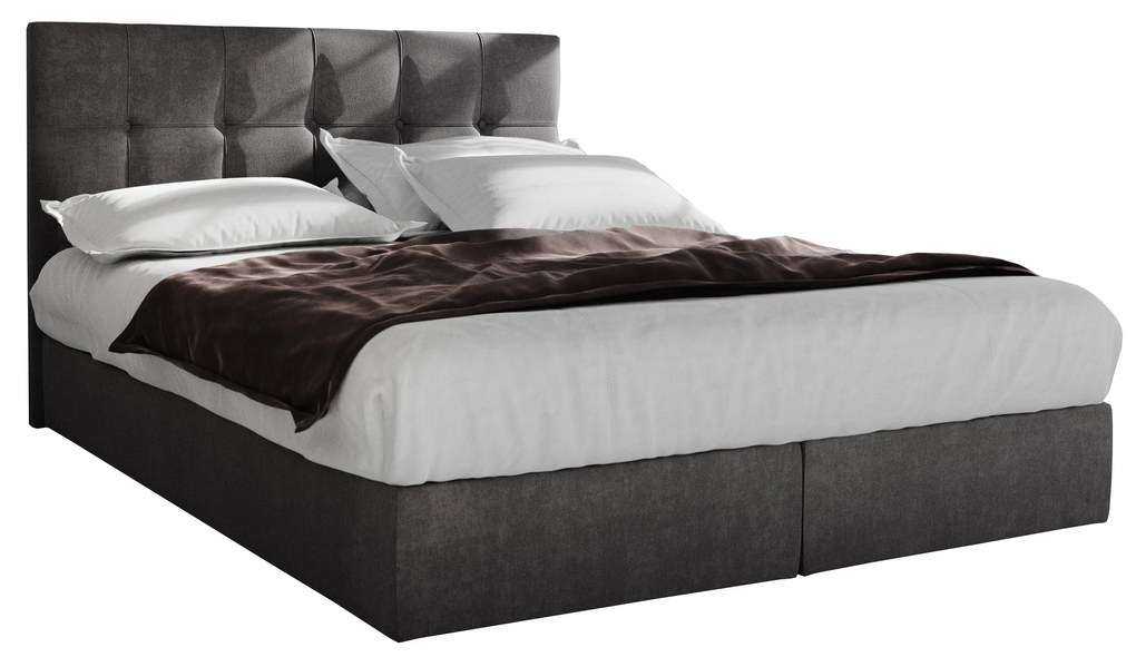 Manželská posteľ Boxspring 140 cm Porto (sivá) (s matracom a úložným priestorom). Akcia -21%. Vlastná spoľahlivá doprava až k Vám domov. 1047303