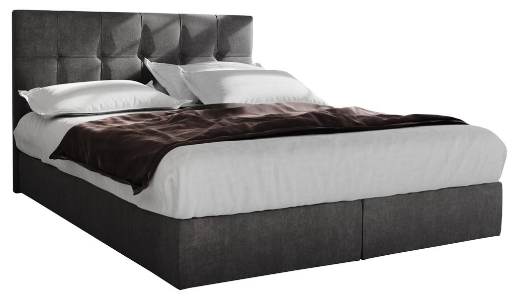 Manželská posteľ Boxspring 160 cm Porto Comfort (sivá) (s matracom a úložným priestorom). Vlastná spoľahlivá doprava až k Vám domov. 1056303