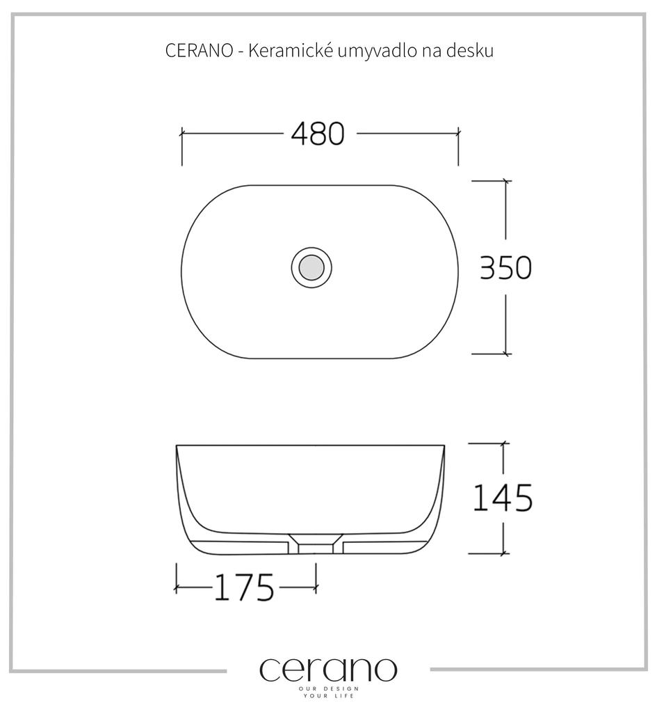 Cerano Deno, keramické umývadlo na dosku 480x350x135 mm, biela lesklá, CER-CER-428419