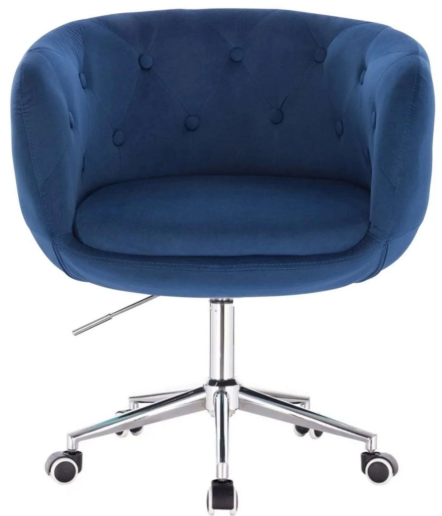 LuxuryForm DESIGN Kreslo MONTANA VELUR na striebornej podstave s kolieskami - modré