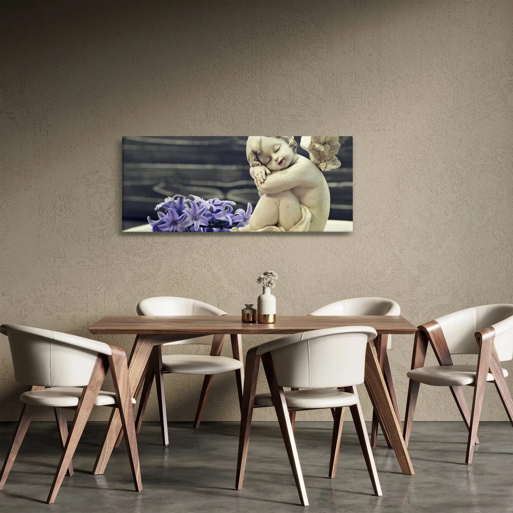Obraz anjelika s kvetinou (120x50 cm)